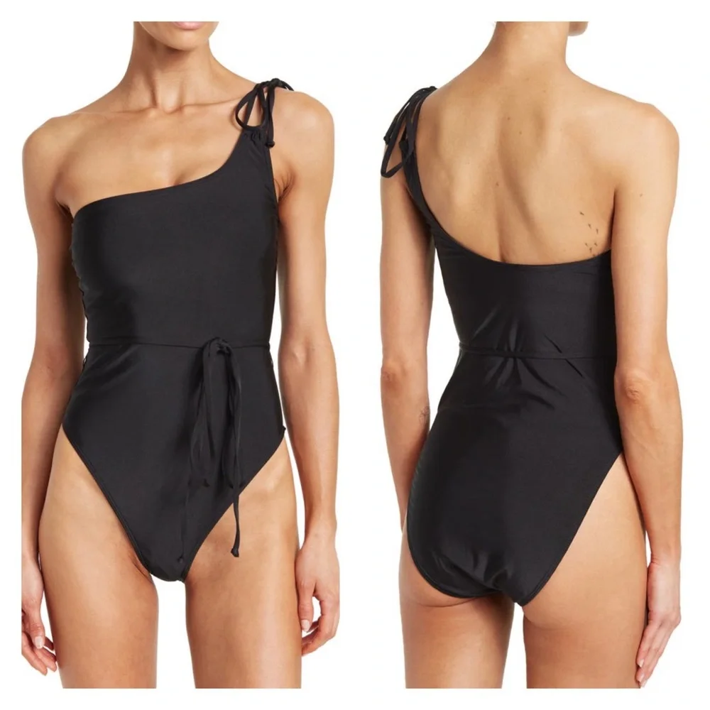 NWT GOOD AMERICAN Shine One Shoulder Swimsuit K001 3 (fits like 10-12) NEW - Picture 1 of 7